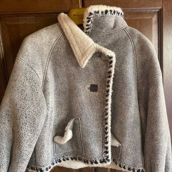 CHANEL Grey Black Distressed Leather & Shearling from 2011 RUNWAY Jacket $8.2K - Picture 7 of 14